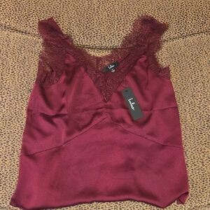 Lulu's Deep Red Lace Cami Top